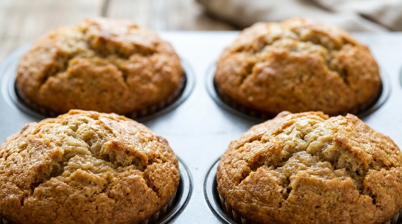 Sunde banan muffins med havregryn uden sukker — meal prep til skolemorgener og madpakken