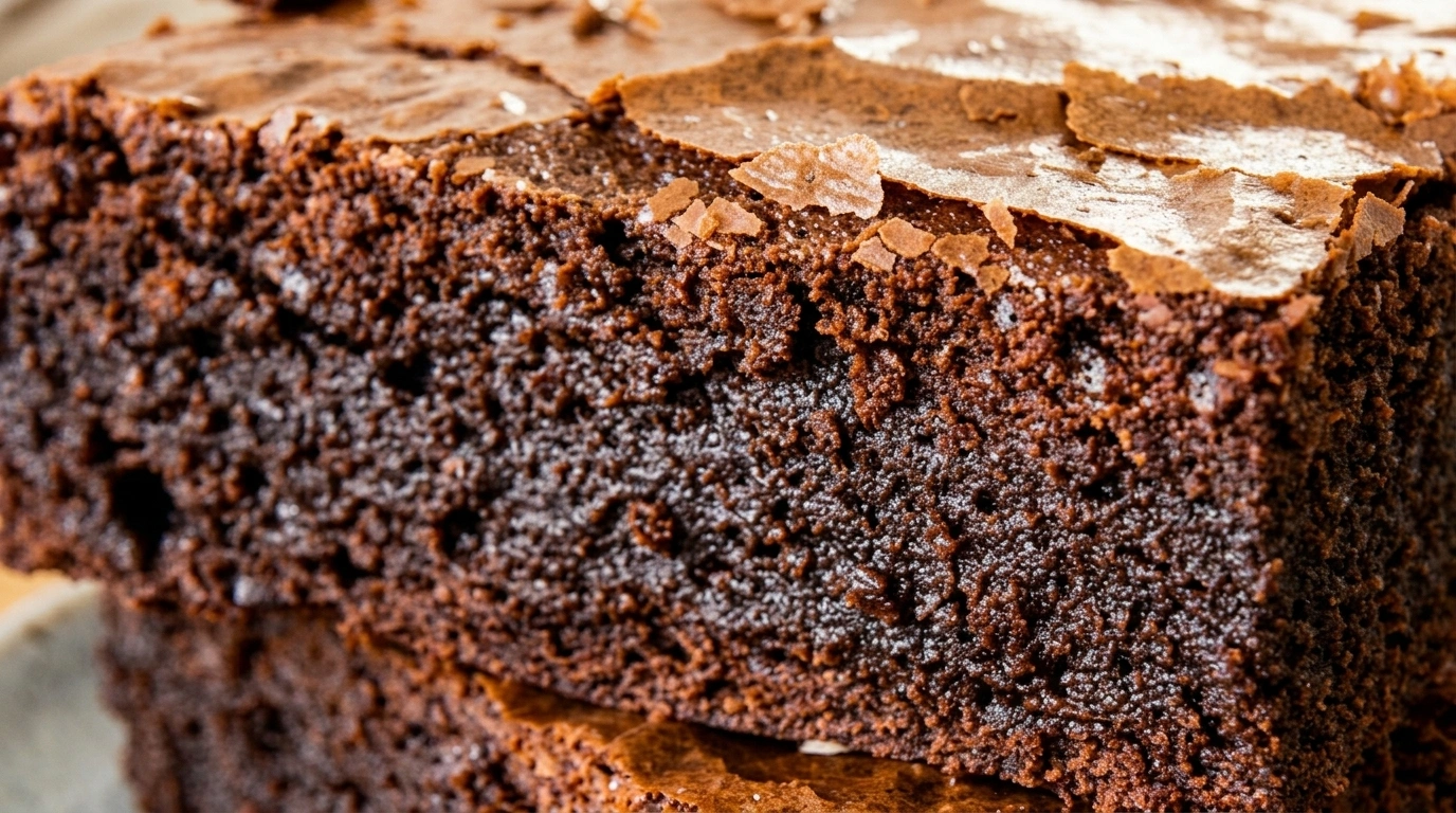 Fudgy brownies med smeltet chokoladechips skåret i firkanter