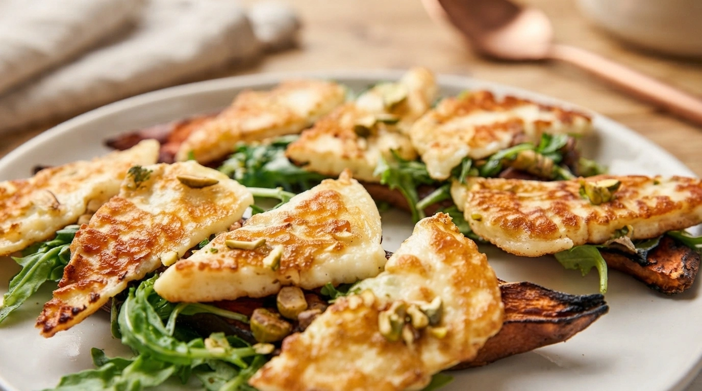 Grillet halloumi med honning, friske figer og rucola