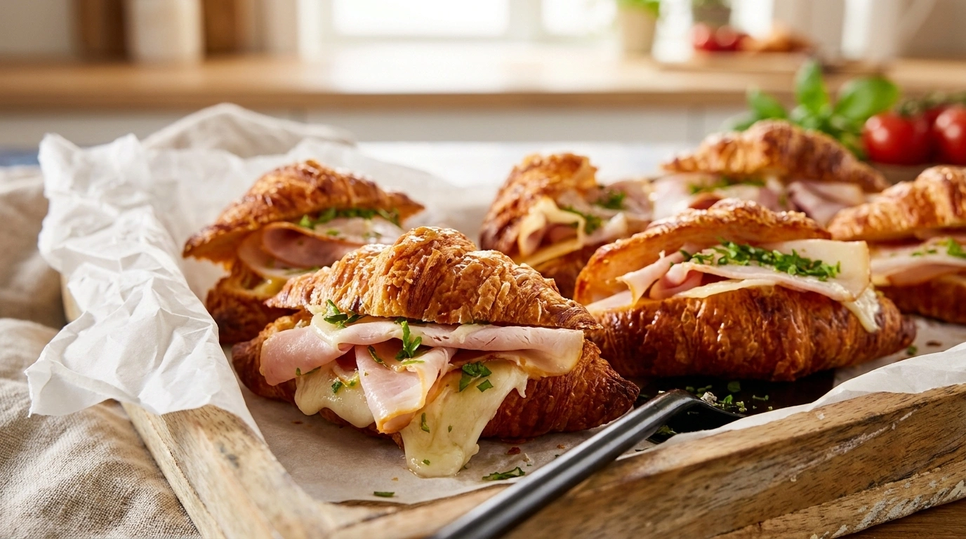 Nemme croissanter opskrift med butterdej fra dåse, skinke og ost — hurtig brunchluksus