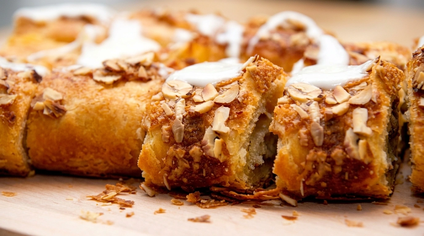 Hjemmelavede wienerbrød med remonce og sukker