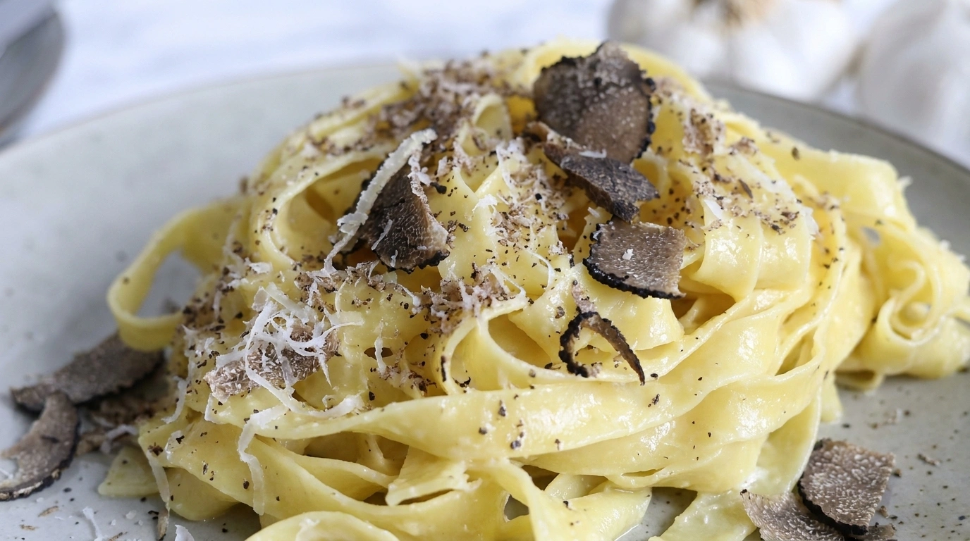 Hjemmelavet pasta med trøffelolie og parmesan