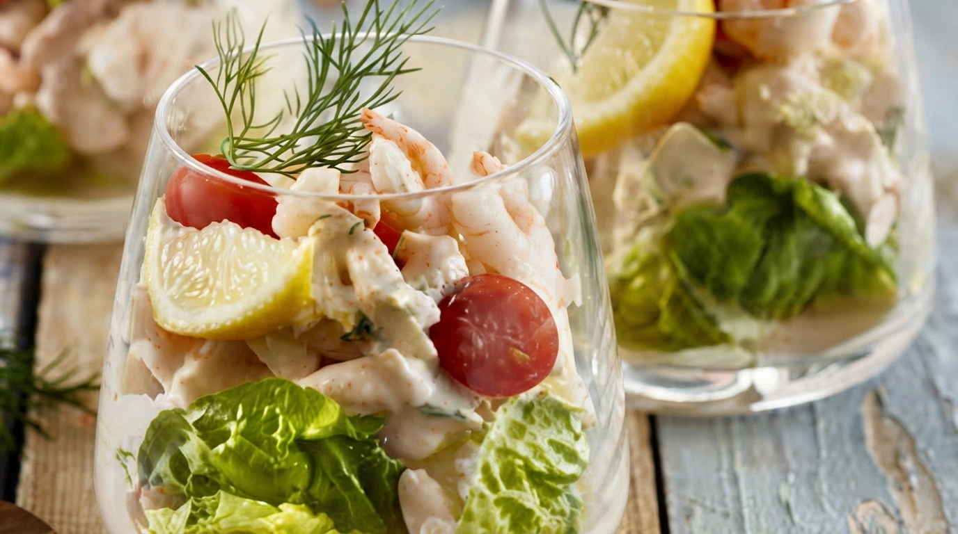 Kolde rejer med cocktaildressing og frisk salat