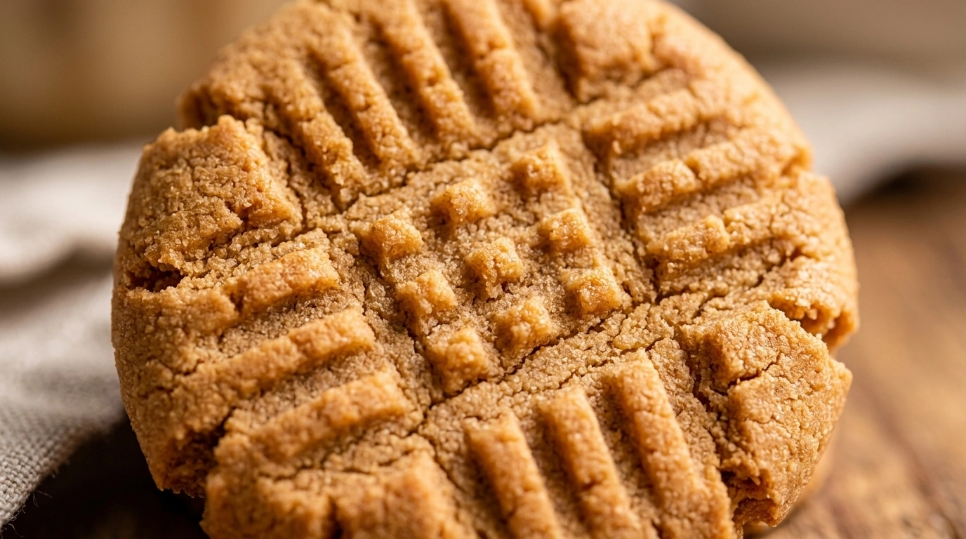 Glutenfri peanut butter cookies med krydsmønster på en bagerist