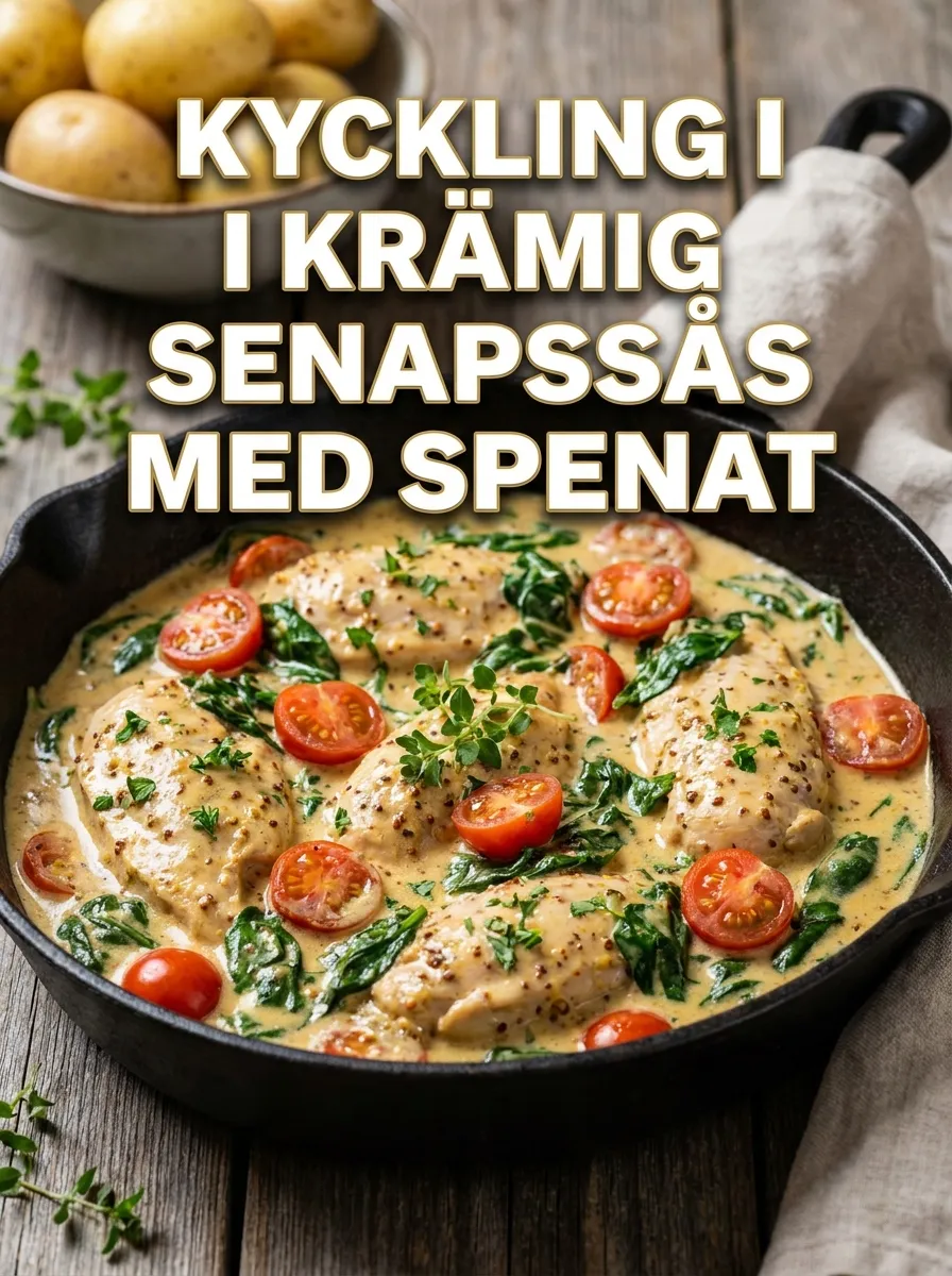 Kyckling i Krämig Senapssås med Spenat