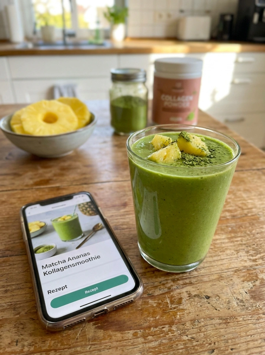 Matcha Ananas Kollagensmoothie – Grön Protein Power