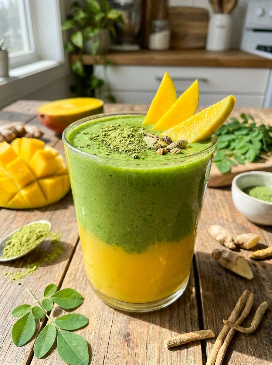 Moringa Mango Adaptogensmoothie – Stressreducerande Supergrön
