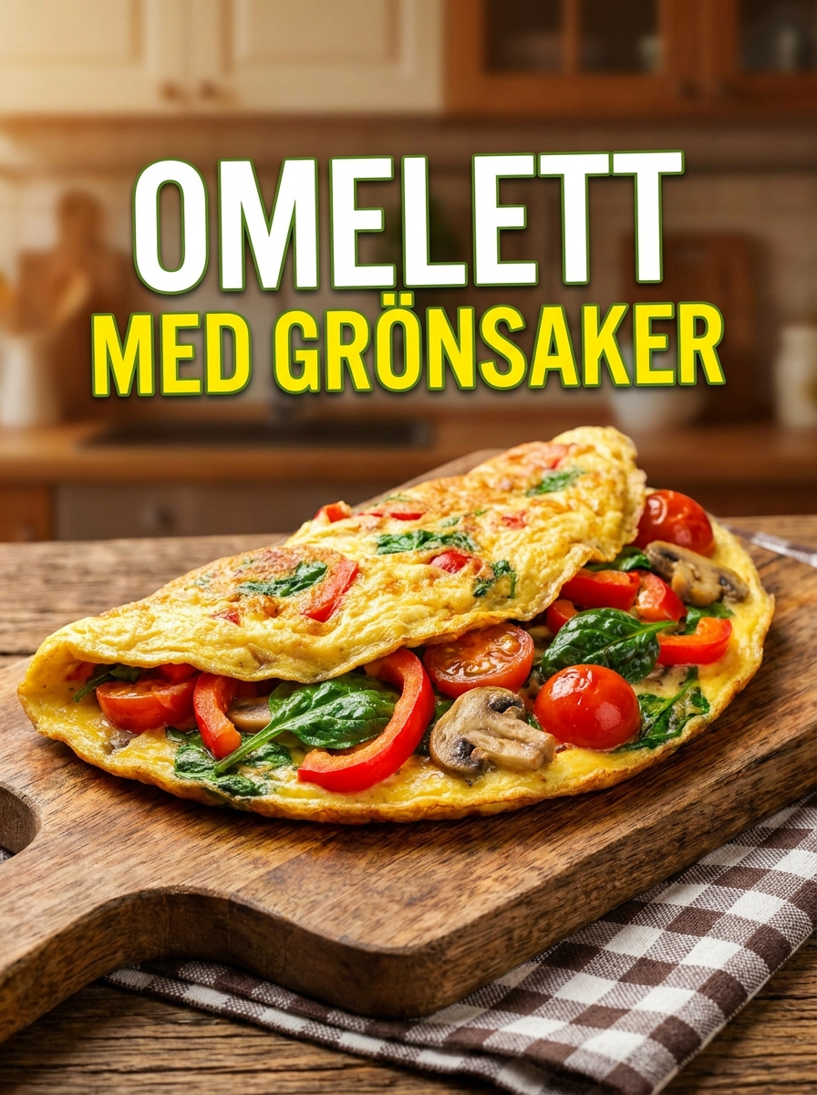 Omelett med grönsaker - snabb frukost/lunch klar på 8 minuter