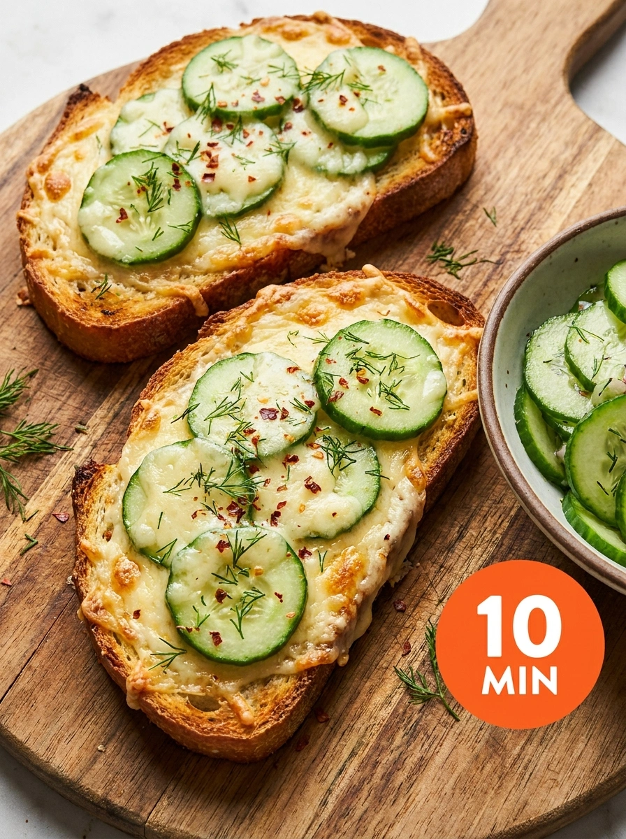 Ostsmält Gurka – Krämig Ost på Rostat Bröd med Frisk Gurka
