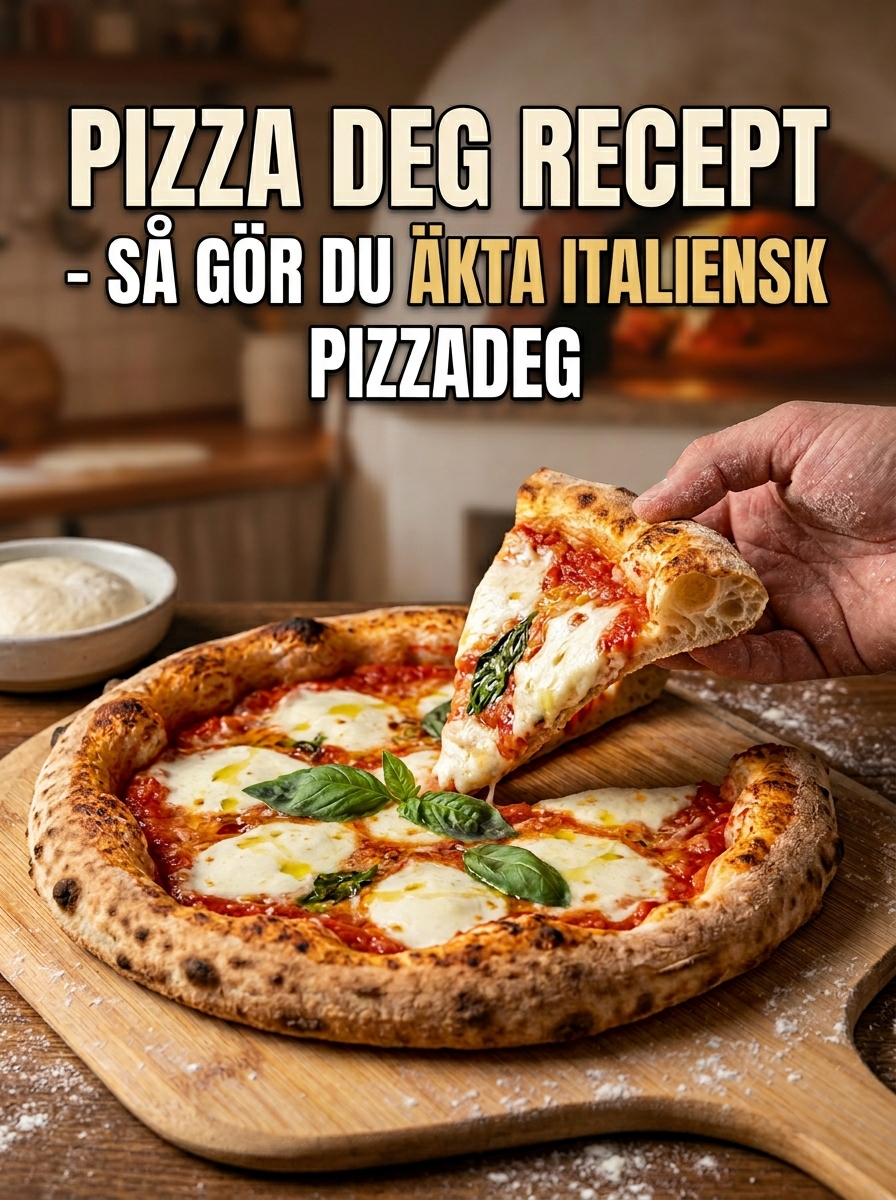 Hemmagjord pizza – italienskt recept med perfekt, krispig deg med vetemjöl, varmt, torrjäst - hemlagat och gott